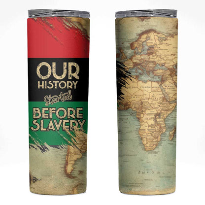 Pan-African Flag Day Skinny Tumbler African Map - Vintage Style - African Pride