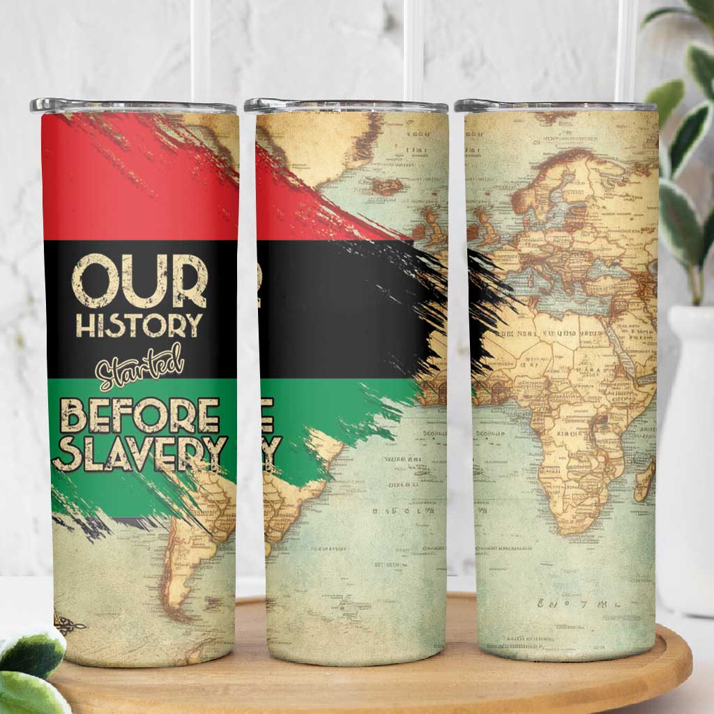 Pan-African Flag Day Skinny Tumbler African Map - Vintage Style - African Pride