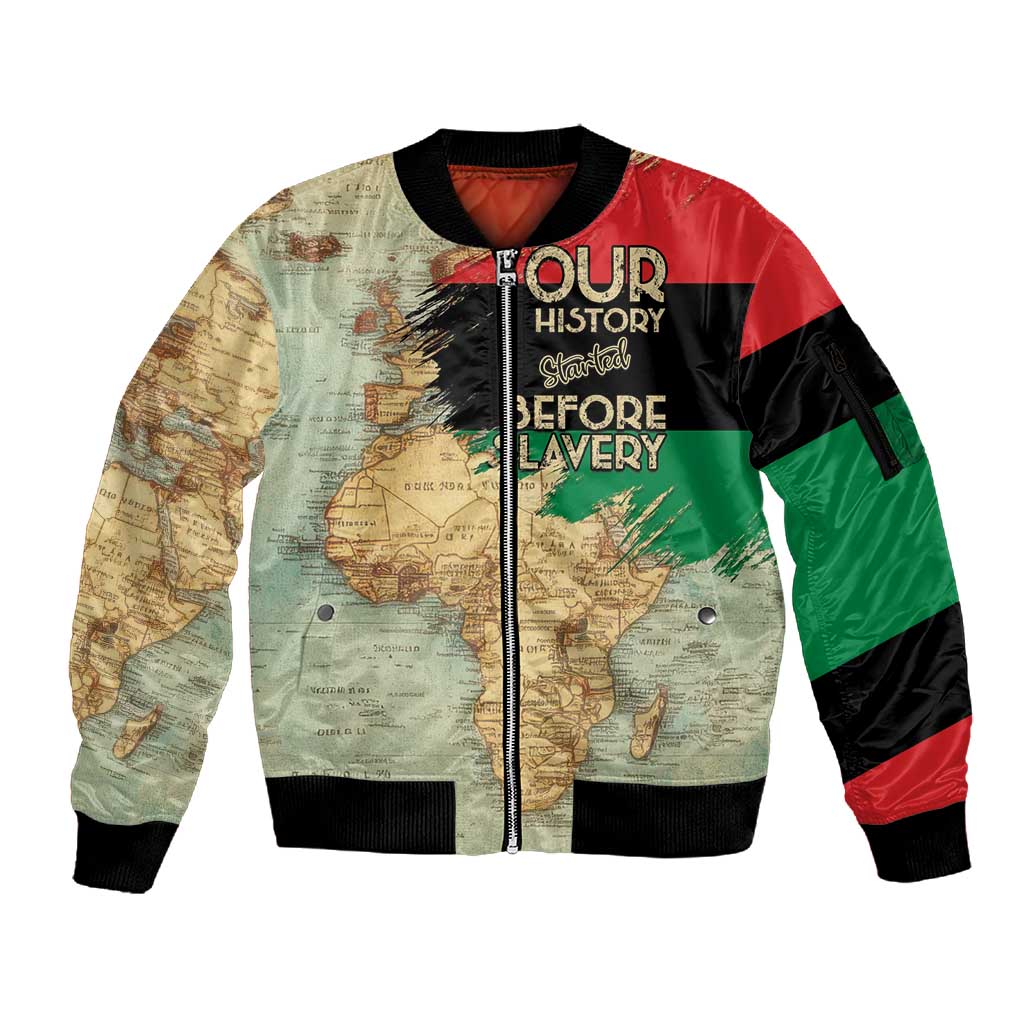 Pan-African Flag Day Sleeve Zip Bomber Jacket African Map - Vintage Style - African Pride