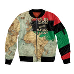 Pan-African Flag Day Sleeve Zip Bomber Jacket African Map - Vintage Style - African Pride