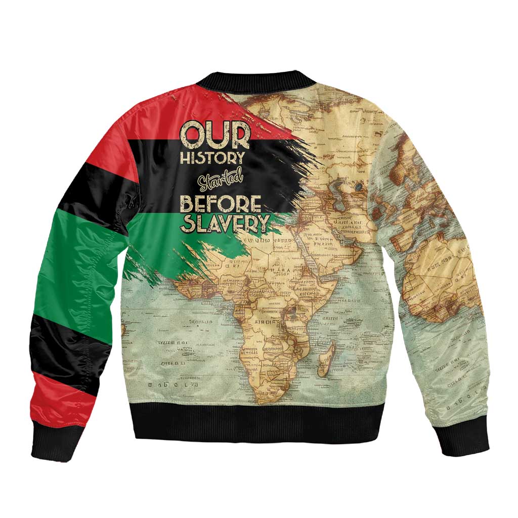 Pan-African Flag Day Sleeve Zip Bomber Jacket African Map - Vintage Style - African Pride
