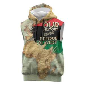 Pan-African Flag Day Sleeveless Hoodie African Map - Vintage Style - African Pride