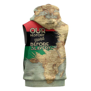Pan-African Flag Day Sleeveless Hoodie African Map - Vintage Style - African Pride
