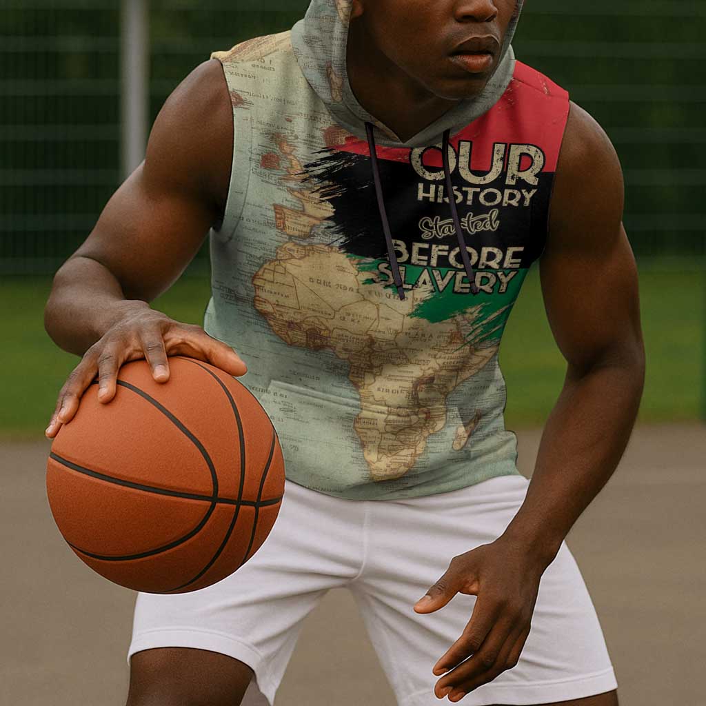 Pan-African Flag Day Sleeveless Hoodie African Map - Vintage Style - African Pride
