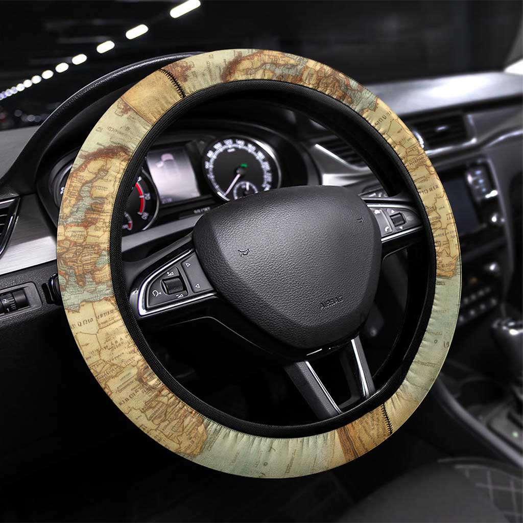 Pan-African Flag Day Steering Wheel Cover African Map - Vintage Style - African Pride
