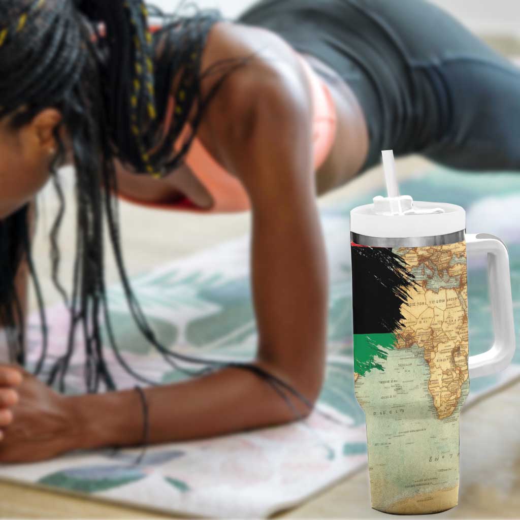 Pan-African Flag Day Tumbler With Handle African Map - Vintage Style - African Pride