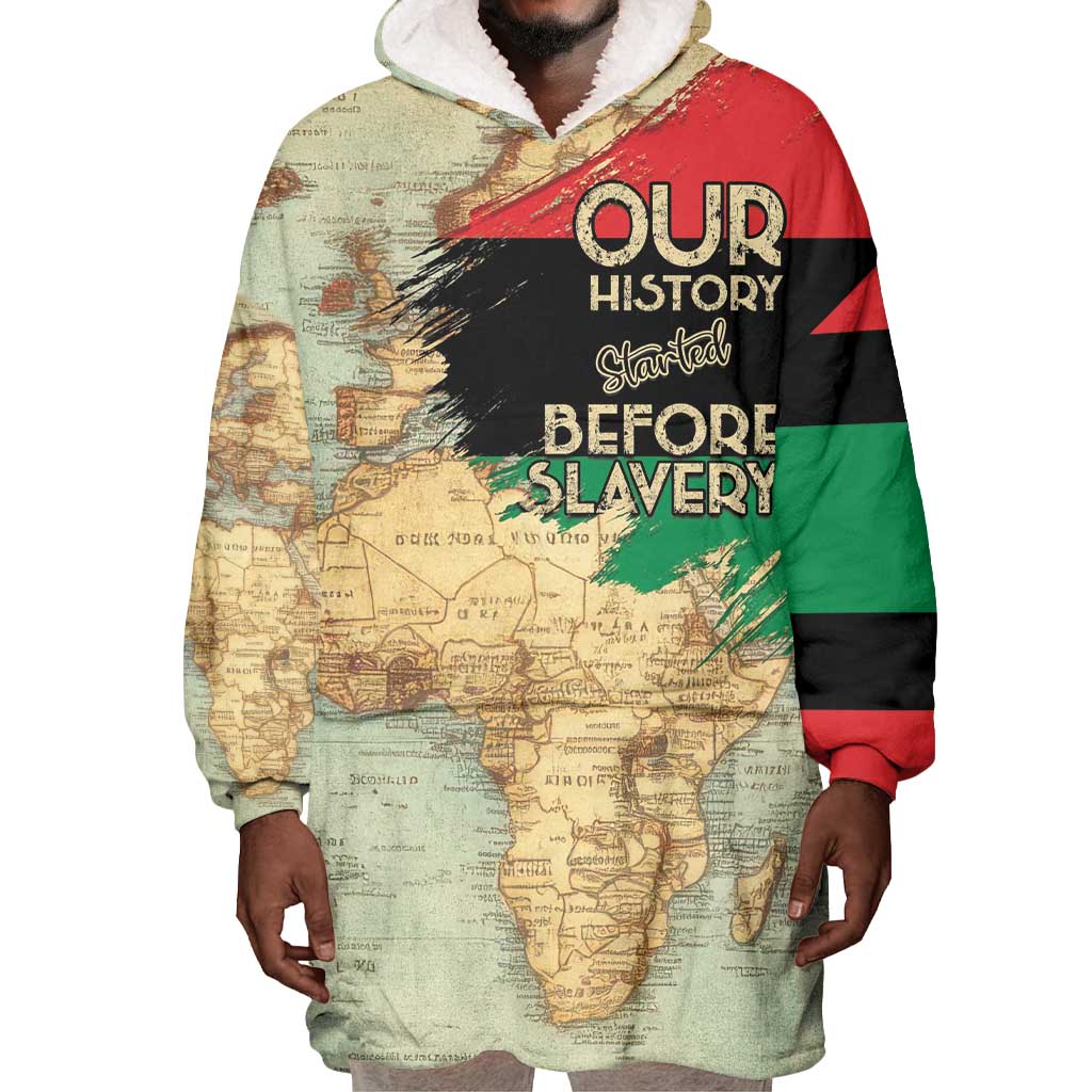 Pan-African Flag Day Wearable Blanket Hoodie African Map - Vintage Style - African Pride