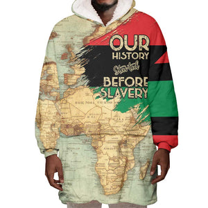 Pan-African Flag Day Wearable Blanket Hoodie African Map - Vintage Style - African Pride