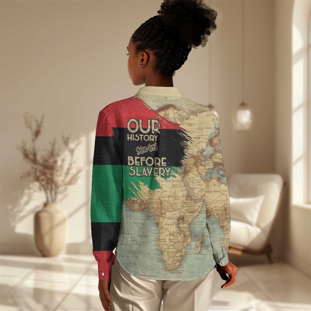 Pan-African Flag Day Women Casual Shirt African Map - Vintage Style - African Pride
