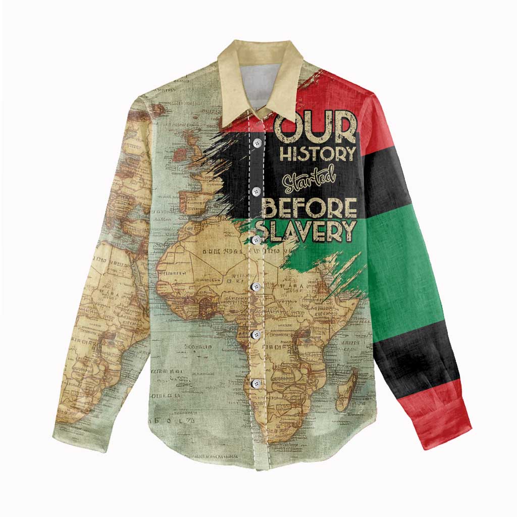 Pan-African Flag Day Women Casual Shirt African Map - Vintage Style - African Pride