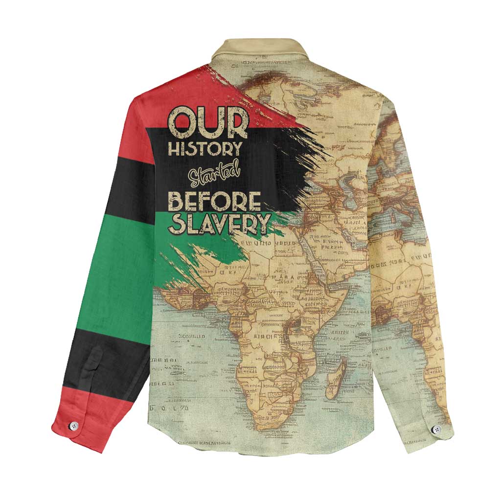 Pan-African Flag Day Women Casual Shirt African Map - Vintage Style - African Pride