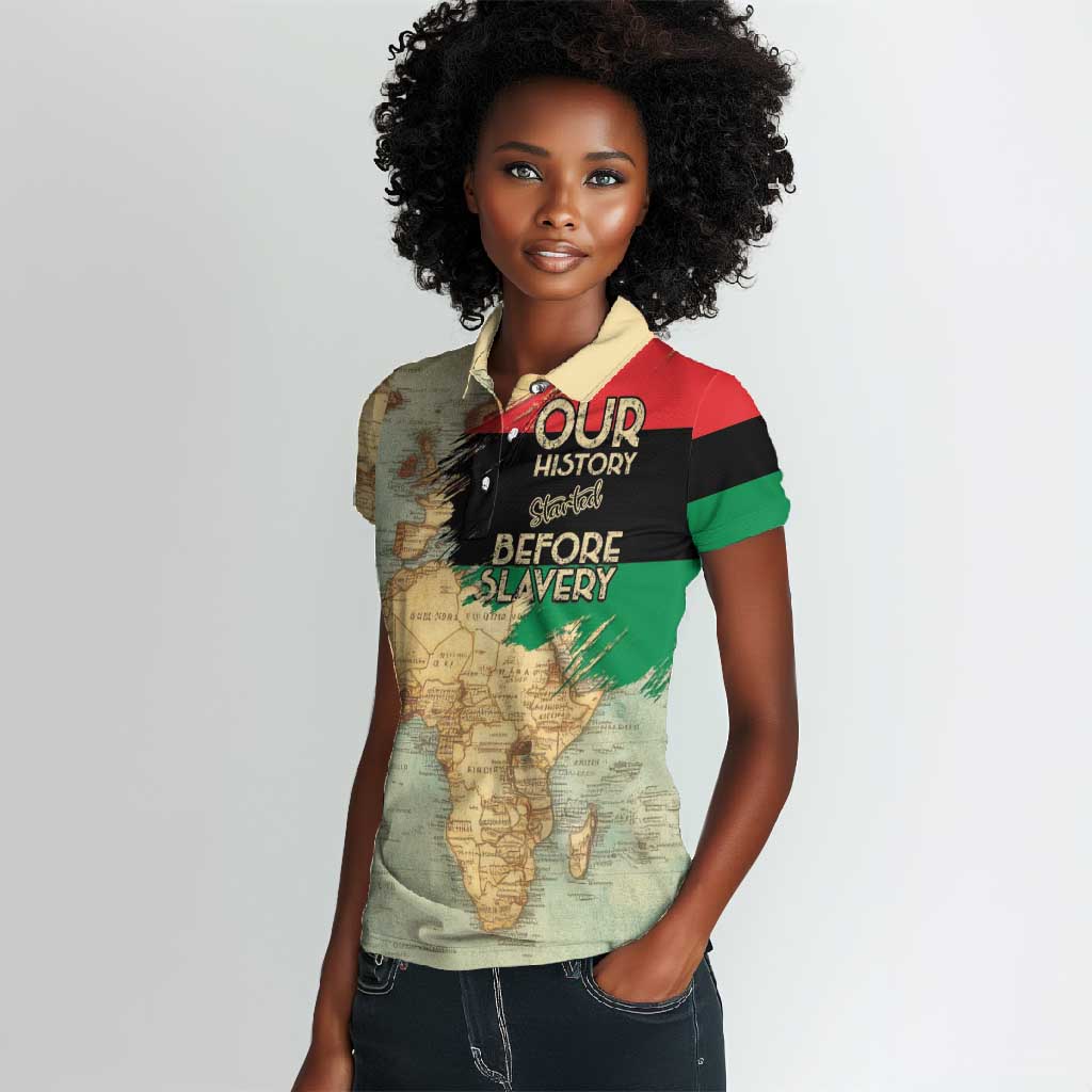 Pan-African Flag Day Women Polo Shirt African Map - Vintage Style - African Pride