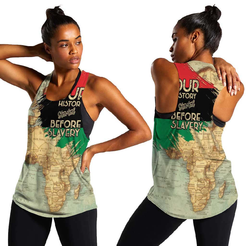 Pan-African Flag Day Women Racerback Tank African Map - Vintage Style - African Pride