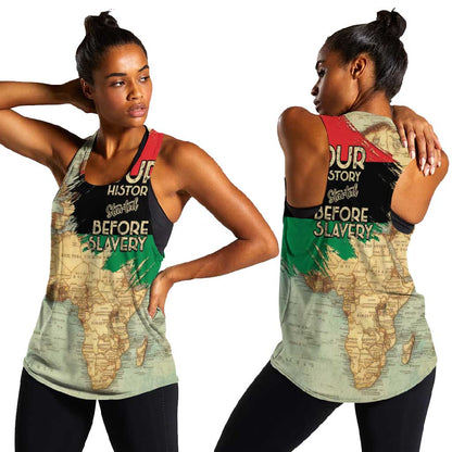 Pan-African Flag Day Women Racerback Tank African Map - Vintage Style - African Pride