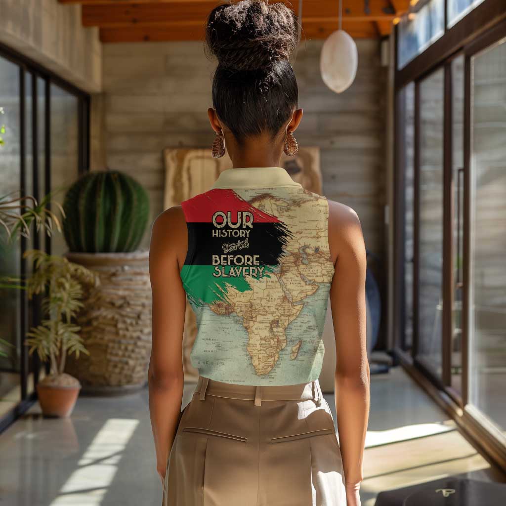 Pan-African Flag Day Women Sleeveless Polo Shirt African Map - Vintage Style - African Pride