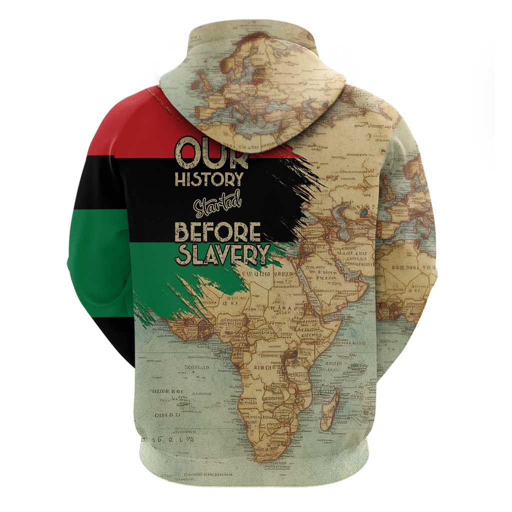 Pan-African Flag Day Zip Hoodie African Map - Vintage Style - African Pride