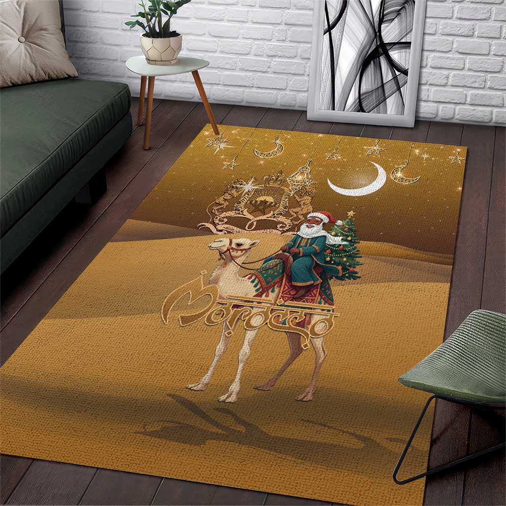 Afro Christmas in Sahara Morocco Area Rug Black Santa Riding Camel - African Pride