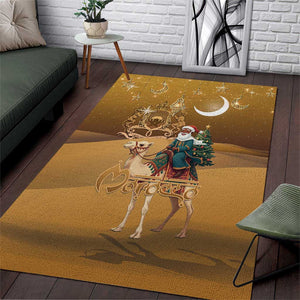 Afro Christmas in Sahara Morocco Area Rug Black Santa Riding Camel - African Pride
