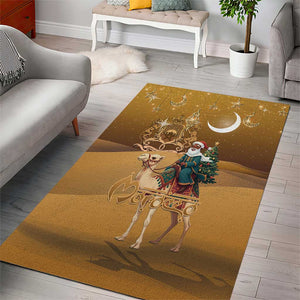 Afro Christmas in Sahara Morocco Area Rug Black Santa Riding Camel - African Pride