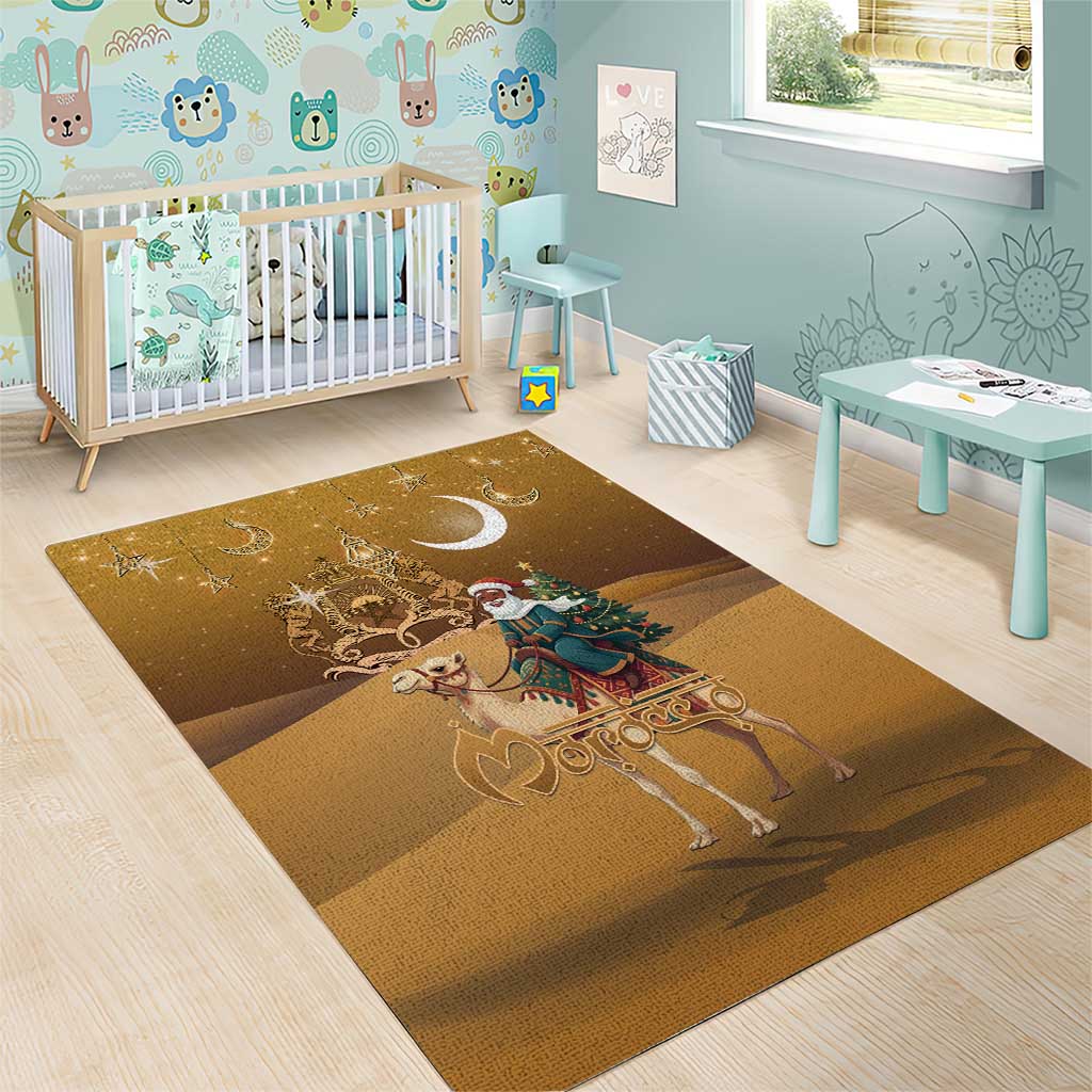 Afro Christmas in Sahara Morocco Area Rug Black Santa Riding Camel - African Pride