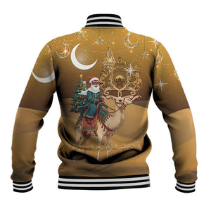 Afro Christmas in Sahara Morocco Baseball Jacket Black Santa Riding Camel - African Pride