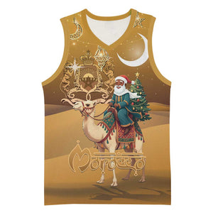 Afro Christmas in Sahara Morocco Basketball Jersey Black Santa Riding Camel - African Pride