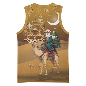 Afro Christmas in Sahara Morocco Basketball Jersey Black Santa Riding Camel - African Pride