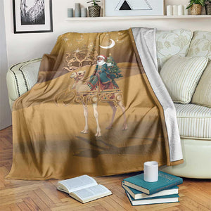 Afro Christmas in Sahara Morocco Blanket Black Santa Riding Camel - African Pride