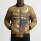 Morocco Christmas in Sahara Bomber Puffer Jacket Black Santa Riding Camel