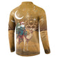 Morocco Christmas in Sahara Button Sweatshirt Black Santa Riding Camel