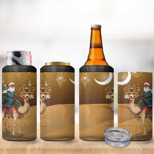Afro Christmas in Sahara Morocco 4 in 1 Can Cooler Tumbler Black Santa Riding Camel - African Pride