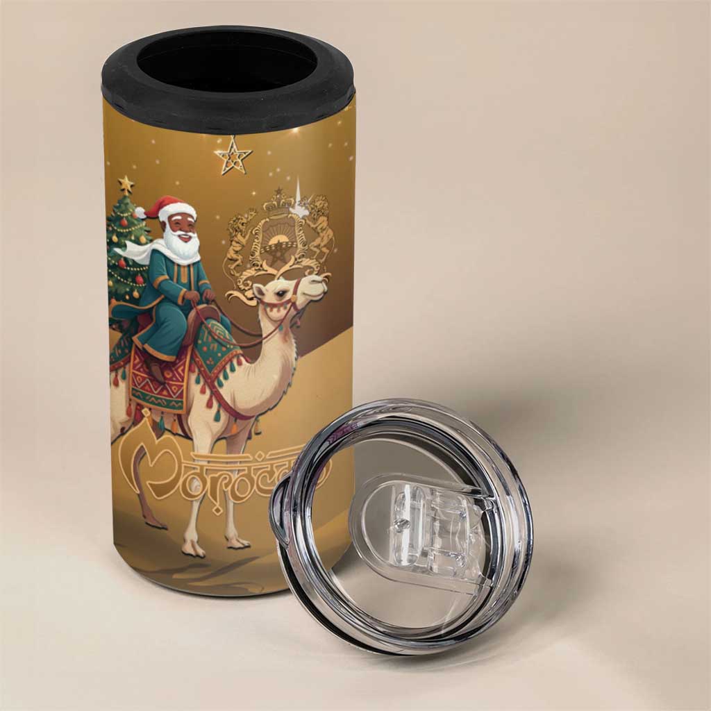 Afro Christmas in Sahara Morocco 4 in 1 Can Cooler Tumbler Black Santa Riding Camel - African Pride