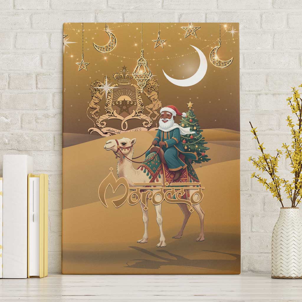 Afro Christmas in Sahara Morocco Canvas Wall Art Black Santa Riding Camel - African Pride