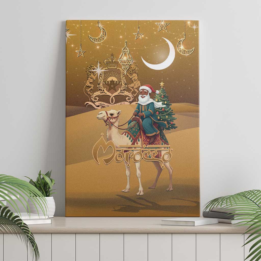 Afro Christmas in Sahara Morocco Canvas Wall Art Black Santa Riding Camel - African Pride