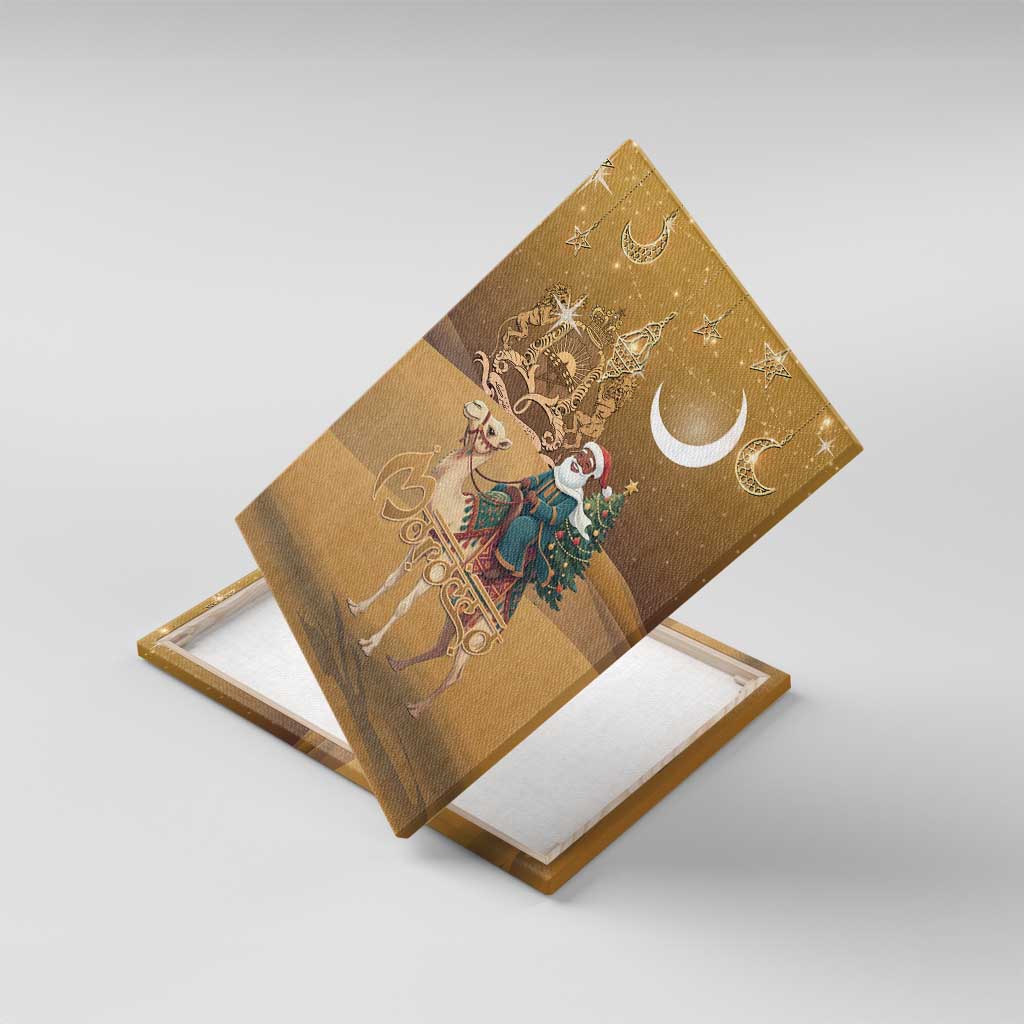 Afro Christmas in Sahara Morocco Canvas Wall Art Black Santa Riding Camel - African Pride
