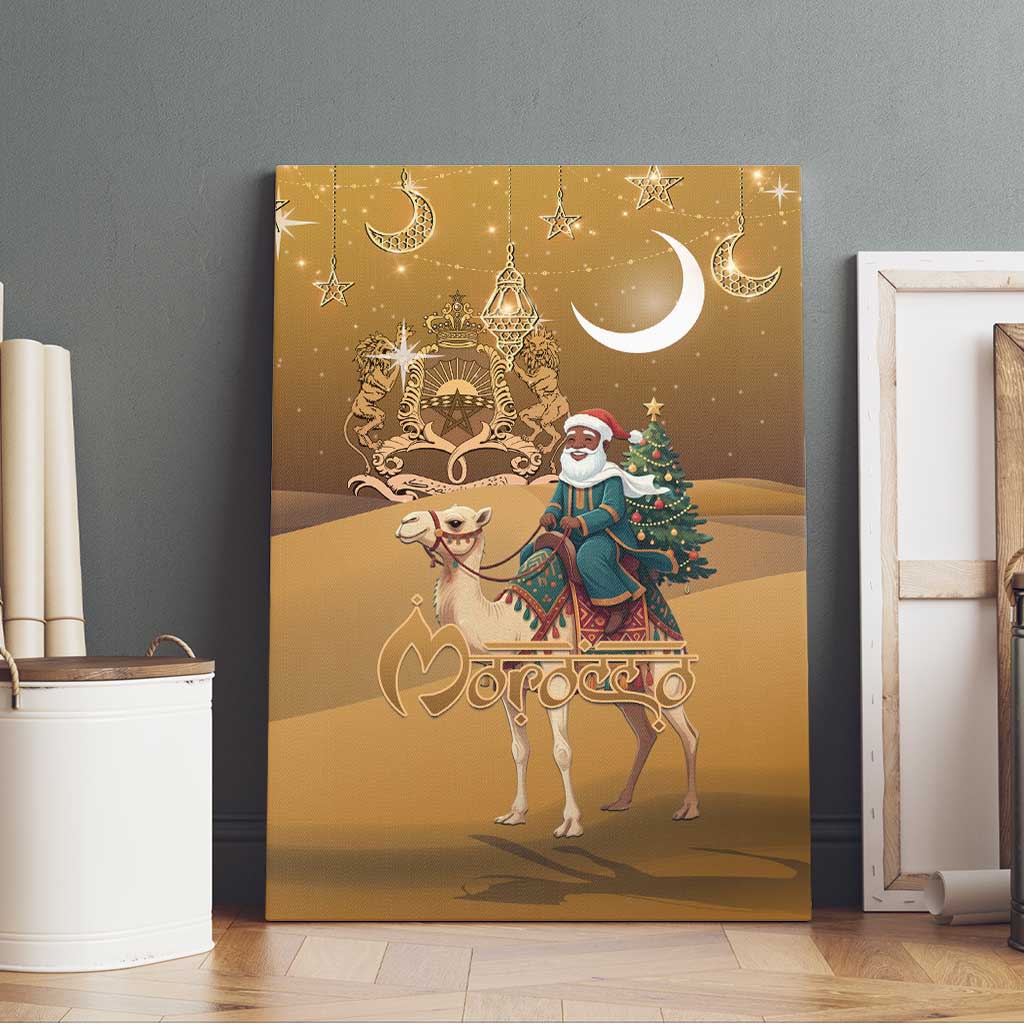Afro Christmas in Sahara Morocco Canvas Wall Art Black Santa Riding Camel - African Pride