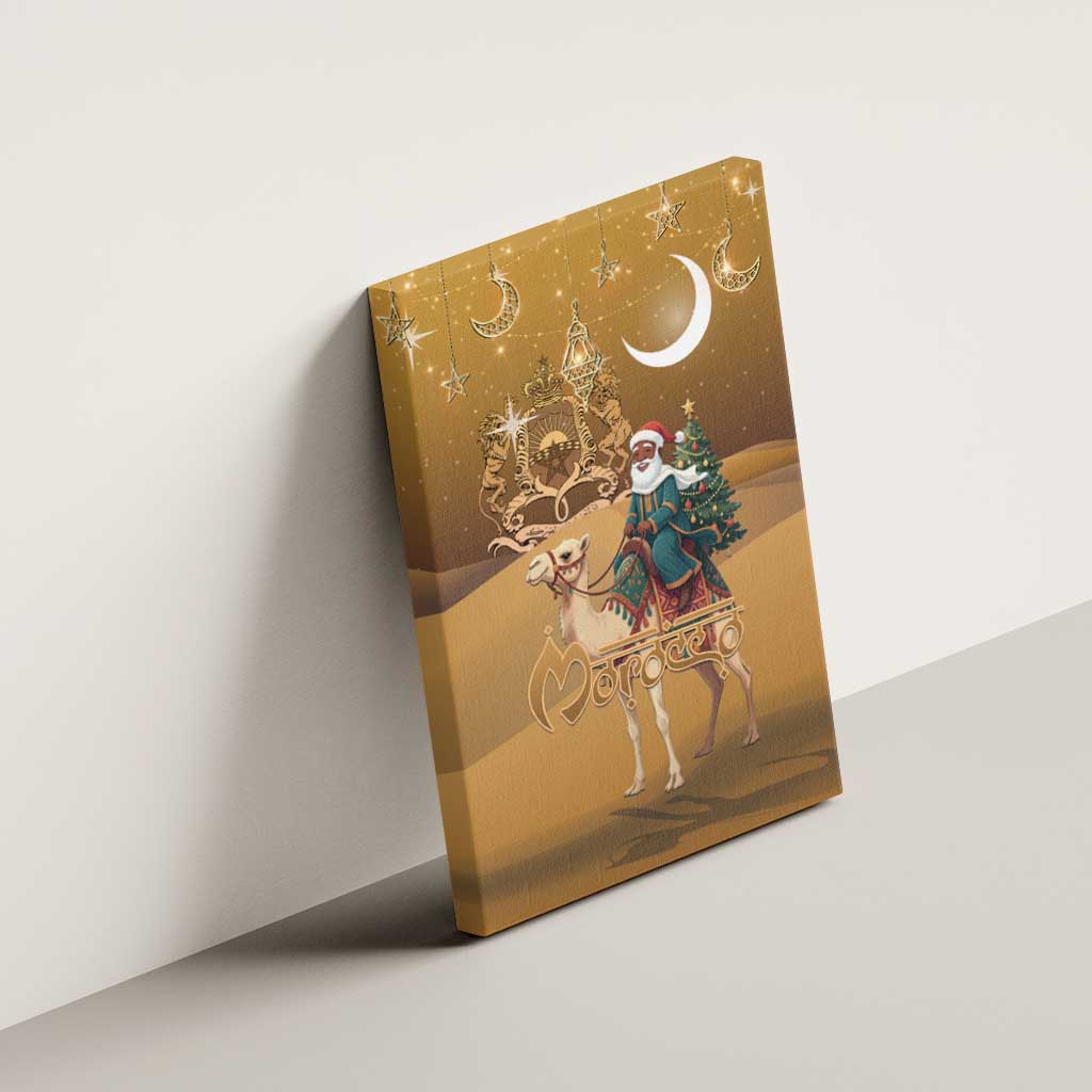 Afro Christmas in Sahara Morocco Canvas Wall Art Black Santa Riding Camel - African Pride