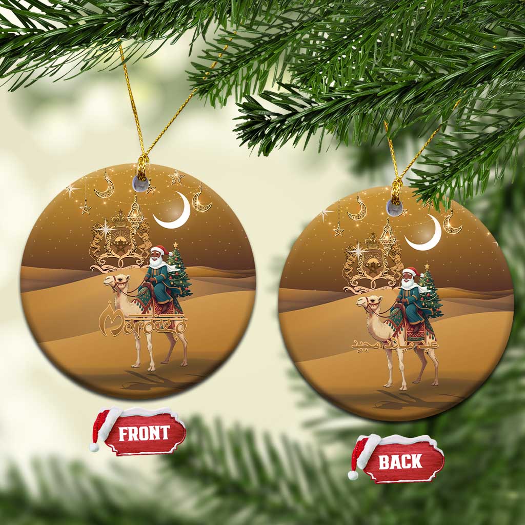 Afro Christmas in Sahara Morocco Ceramic Ornament Black Santa Riding Camel - African Pride