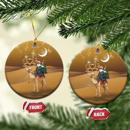 Afro Christmas in Sahara Morocco Ceramic Ornament Black Santa Riding Camel - African Pride