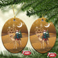 Afro Christmas in Sahara Morocco Ceramic Ornament Black Santa Riding Camel - African Pride