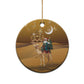 Afro Christmas in Sahara Morocco Ceramic Ornament Black Santa Riding Camel - African Pride