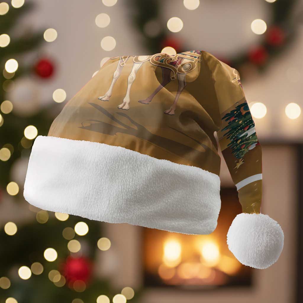 Afro Christmas in Sahara Morocco Christmas Santa Hat Black Santa Riding Camel - African Pride