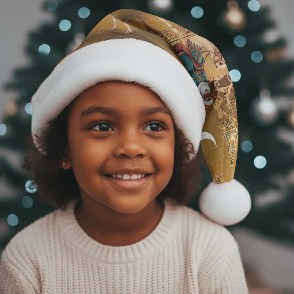 Afro Christmas in Sahara Morocco Christmas Santa Hat Black Santa Riding Camel - African Pride