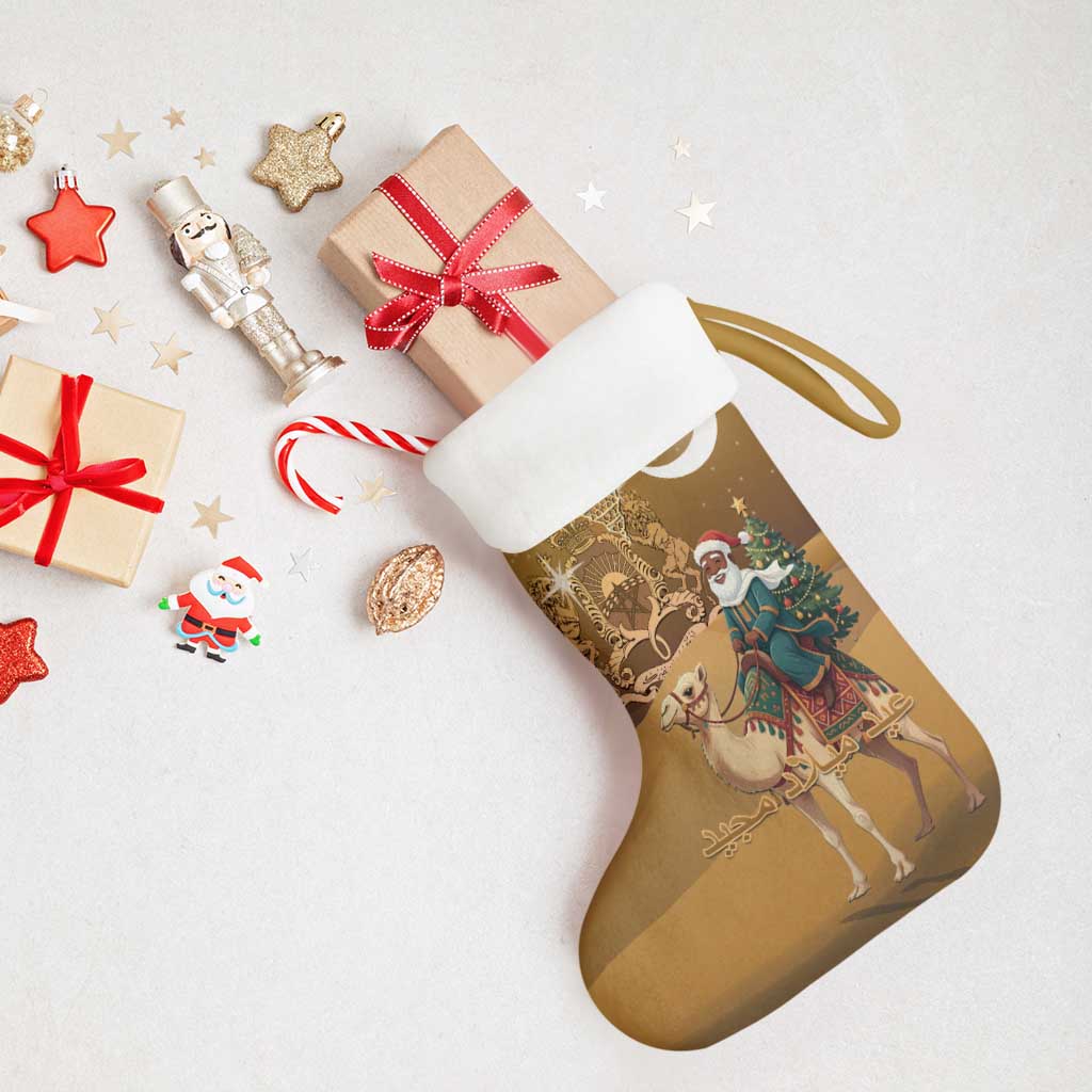 Afro Christmas in Sahara Morocco Christmas Stocking Black Santa Riding Camel - African Pride