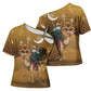 Morocco Christmas in Sahara Cross Shoulder Shirt Black Santa Riding Camel