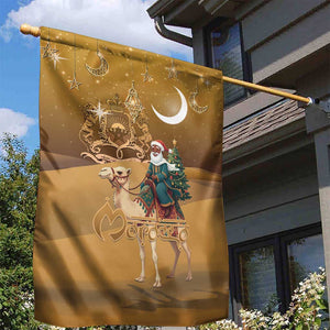 Afro Christmas in Sahara Morocco Garden Flag Black Santa Riding Camel - African Pride