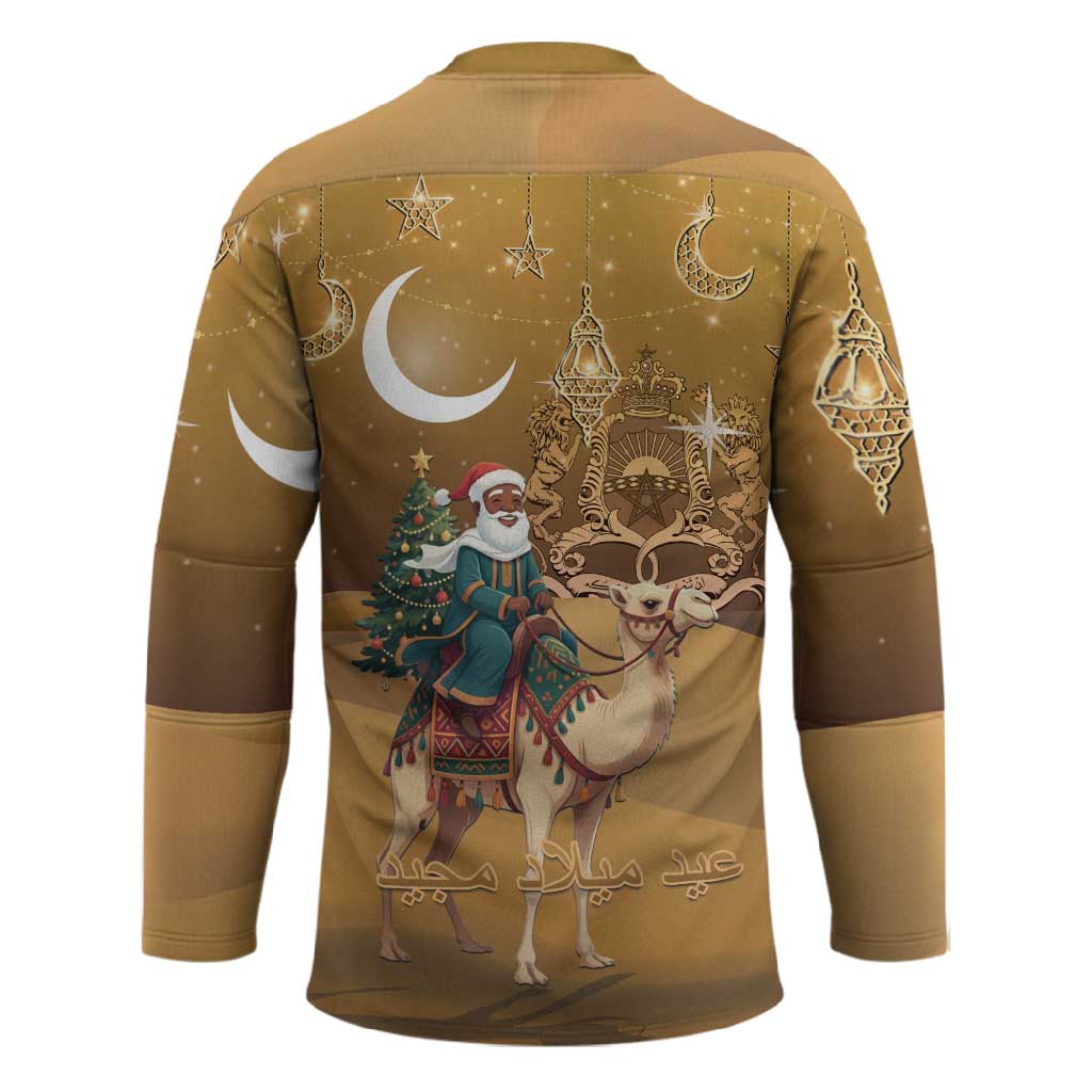 Morocco Christmas in Sahara Hockey Jersey Black Santa Riding Camel