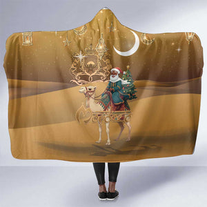 Afro Christmas in Sahara Morocco Hooded Blanket Black Santa Riding Camel - African Pride