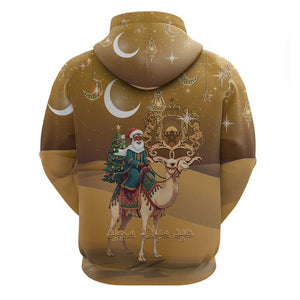 Afro Christmas in Sahara Morocco Hoodie Black Santa Riding Camel - African Pride
