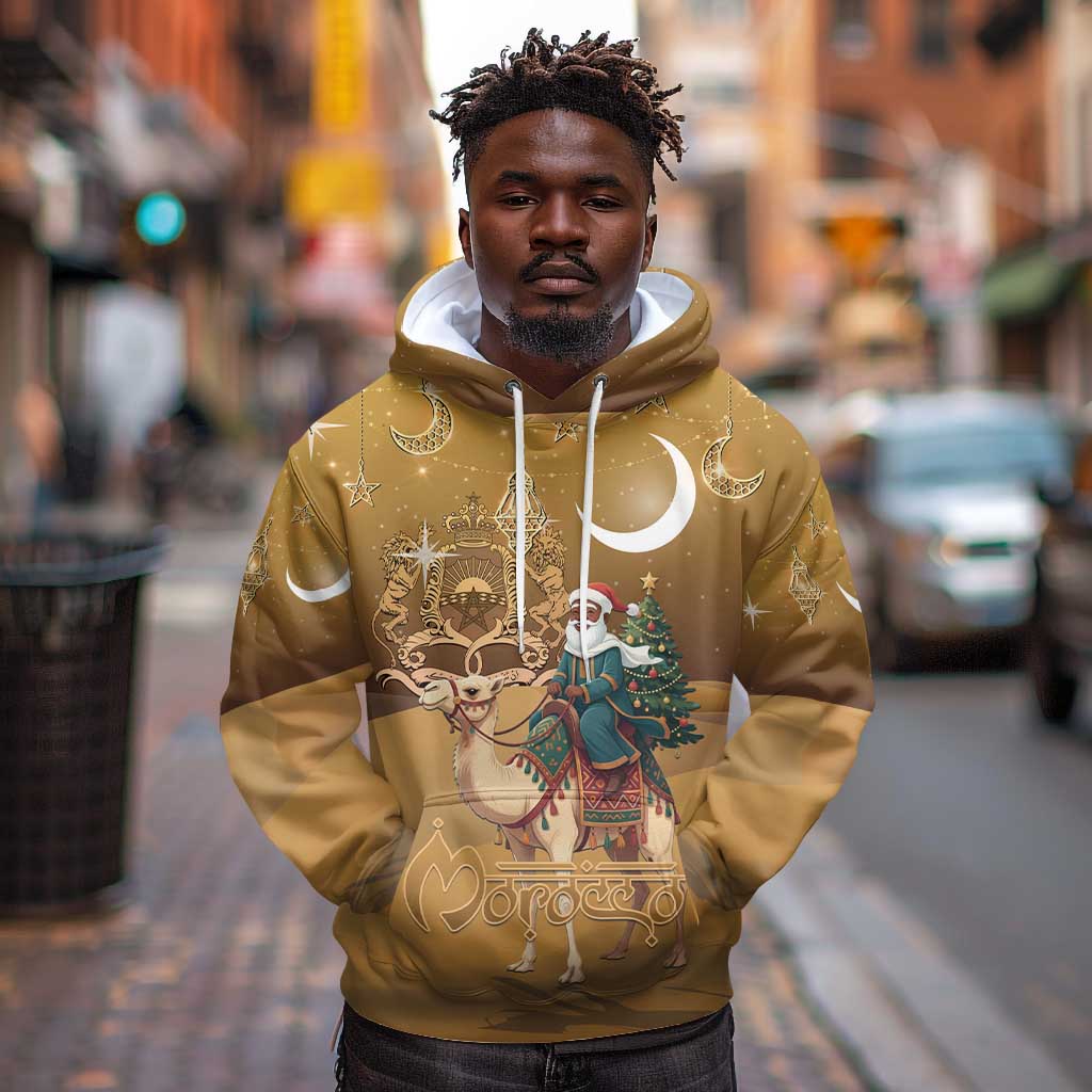 Afro Christmas in Sahara Morocco Hoodie Black Santa Riding Camel - African Pride